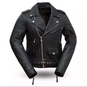 Women’s Rockstar First Mfg Company 100% Leather Motorcycle Jacket